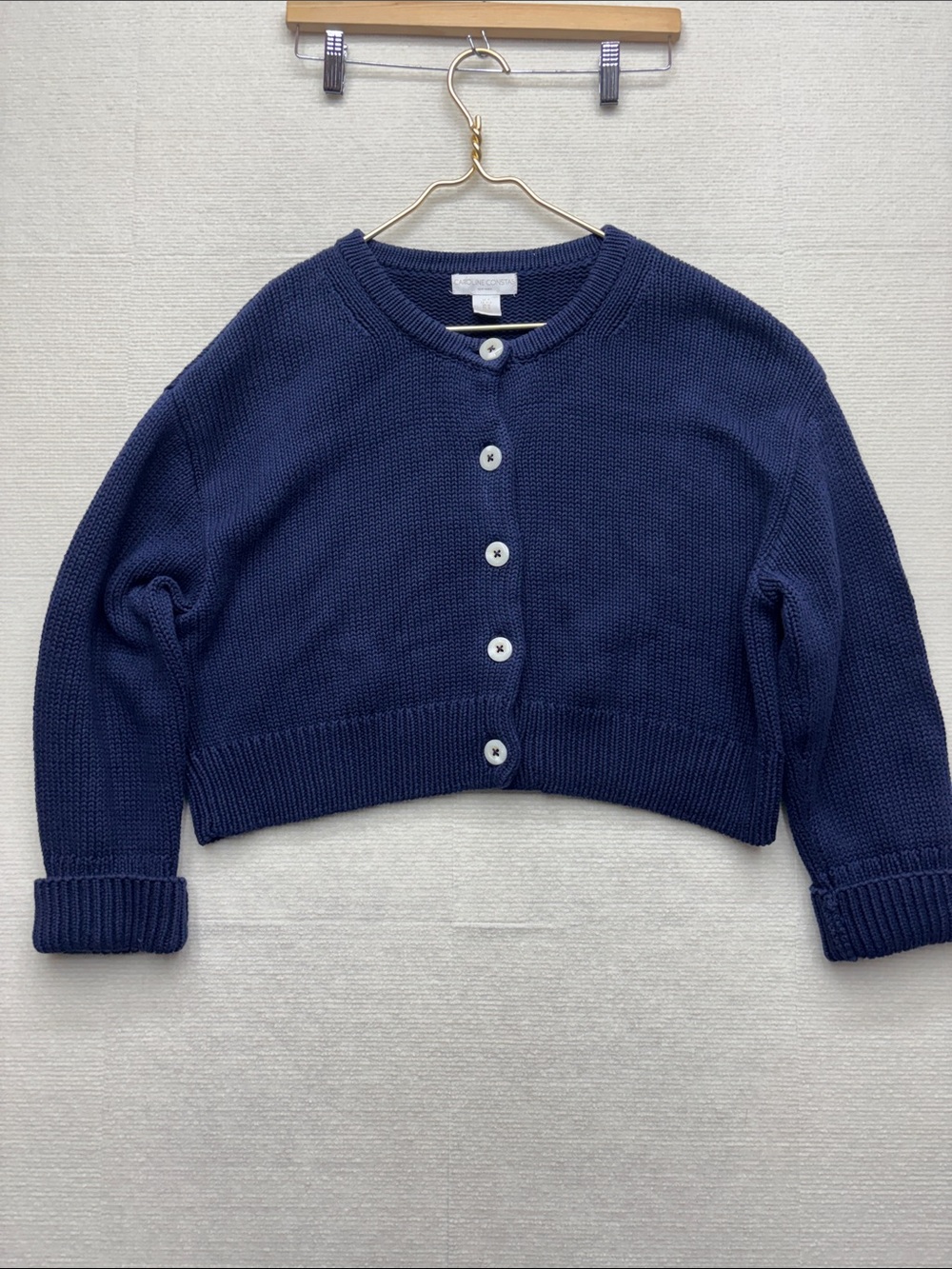 Caroline Constas | medium Cropped Navy Button-Front Women's Sweater